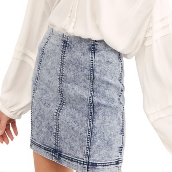 Free People | Modern Femme Acid Wash Skirt - Picture 2 of 11
